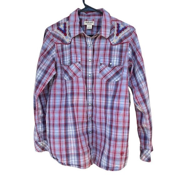 Ariat REAL Women's L Plaid Embroidered Snap Western Shirt Multicolor - Picture 1 of 5